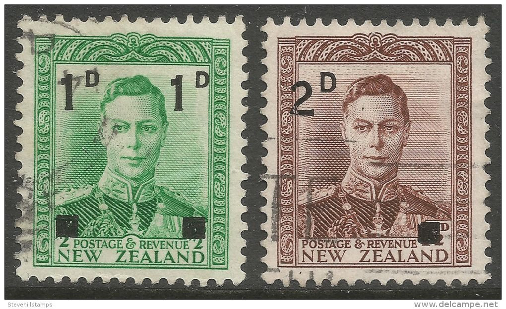 New Zealand. 1941 KGVI Surcharges. 1d On ½d, 2d On 1½d Used. SG 628-629 - Oblitérés