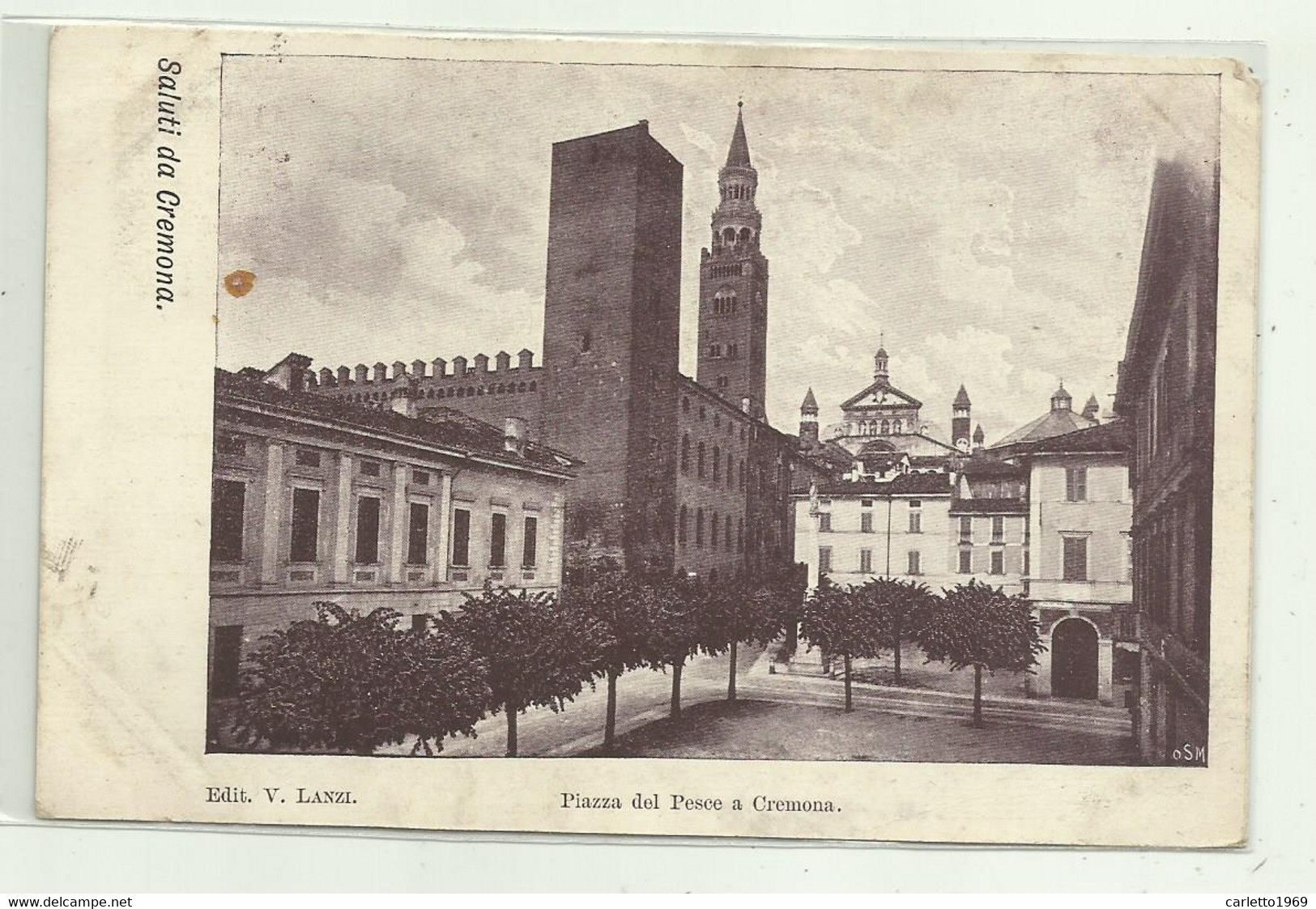 SALUTI DA CREMONA - PIAZZA DEL PESCE A CREMONA 1902 VIAGGIATA FP - Cremona