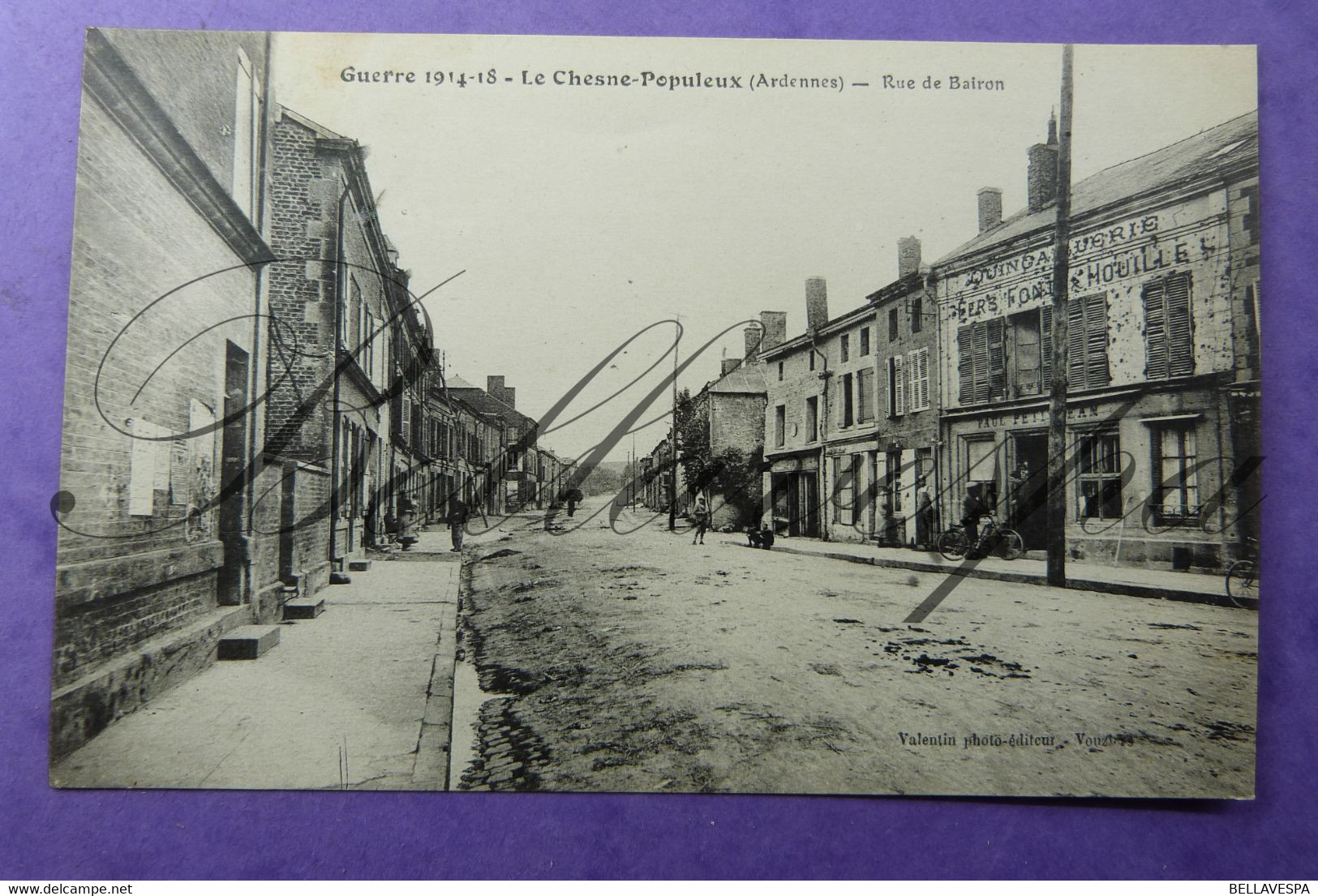 La Chesne-Populeux Ardennes Guerre 1914-1918- Rue De Bairon.Maison Paul Petitjean  Quincaillerie - Le Chesne