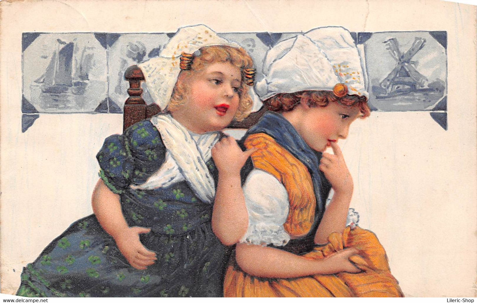 Reliëf Ansichtkaart Cpa Gaufrée Année 1907- 2 Fillettes Hollandaises - 2 Nederlandse Meisjes -   ( ͡◕ ︵ ͡◕) ♠ - Zonder Classificatie