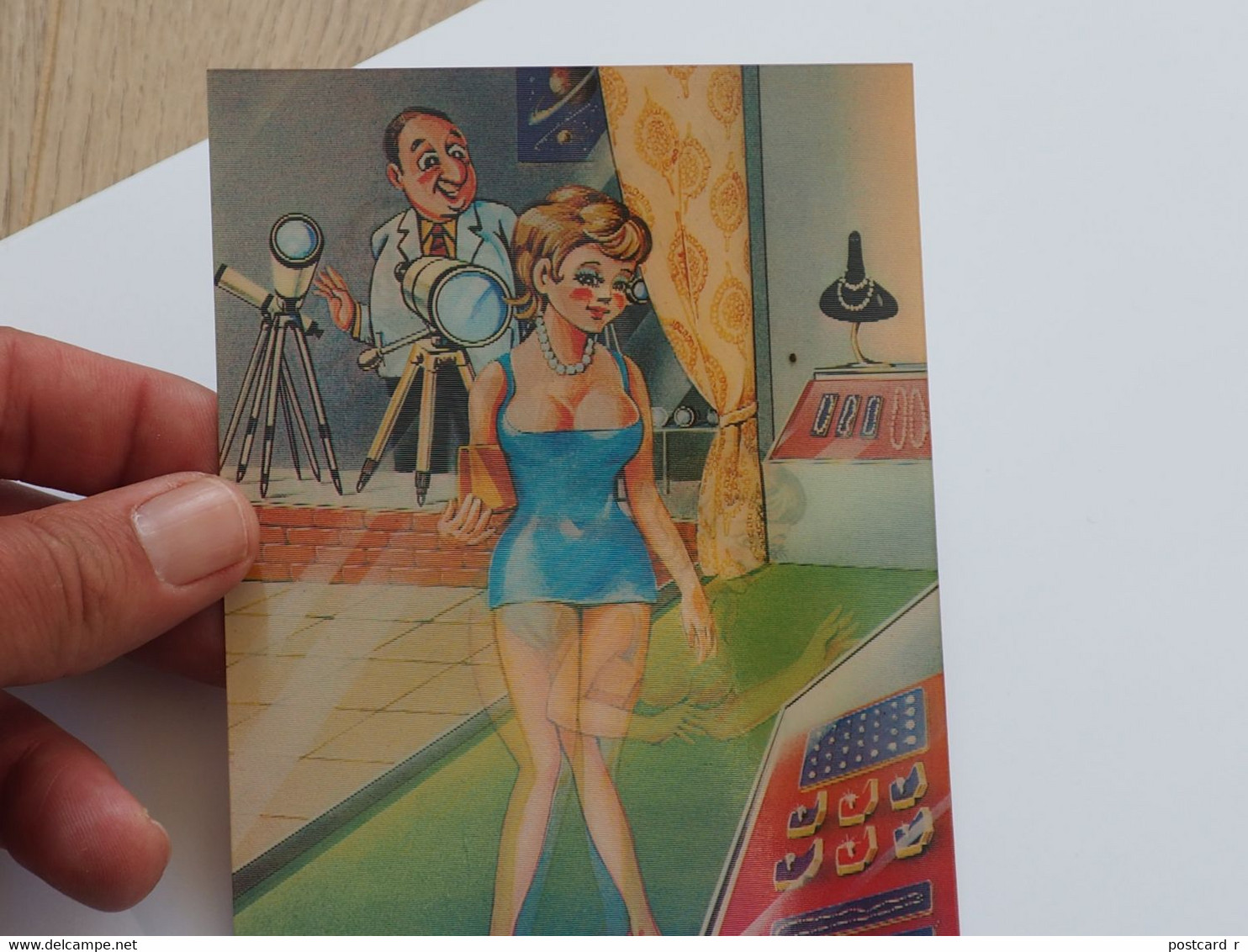 3d 3 D Lenticular Stereo Postcard Humor  Girl Toppan     A 220 - Stereoscopische Kaarten