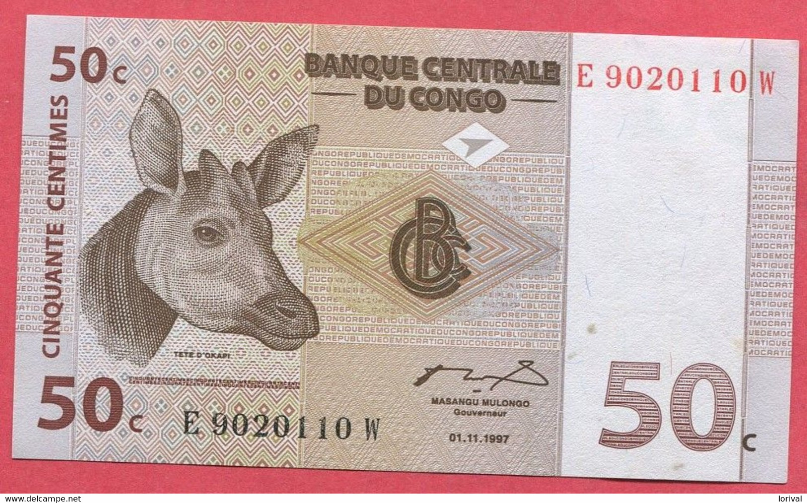 50 Centimes 01/11/97 Neuf 3 Euros - Congo (Republiek 1960)