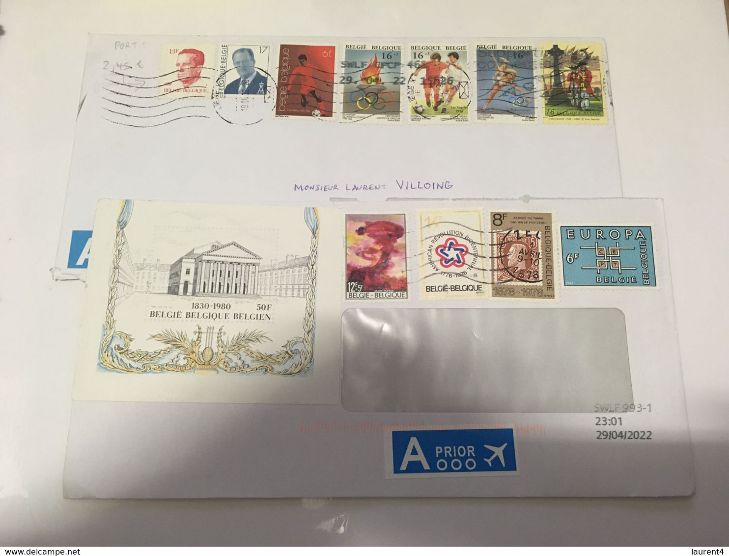 (5 H 31) BELGIUM Letter Posted To AUSTRALIA (during COVID-19 Pandemic) 2 Covers - Lettres & Documents