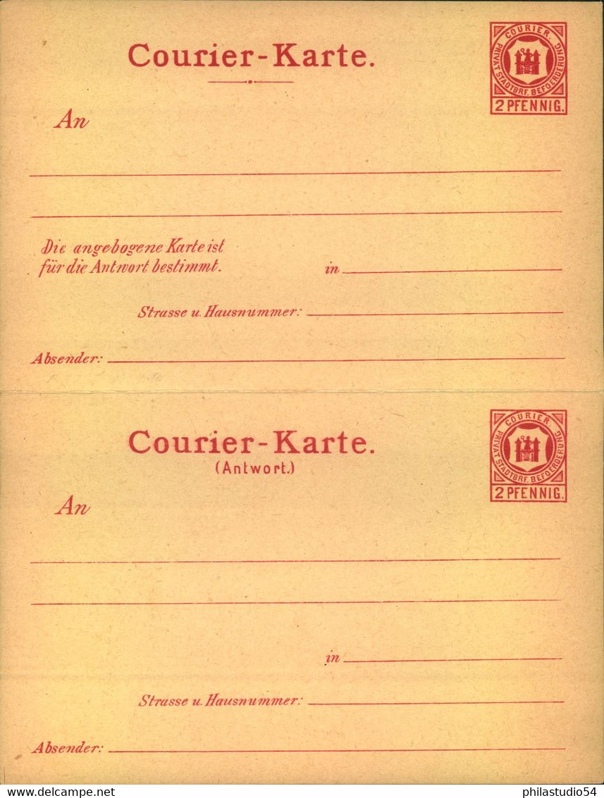 1895 Ca, MAGDEBURG COURIER, Ungebrauchte Doppelkarze - Privatpost