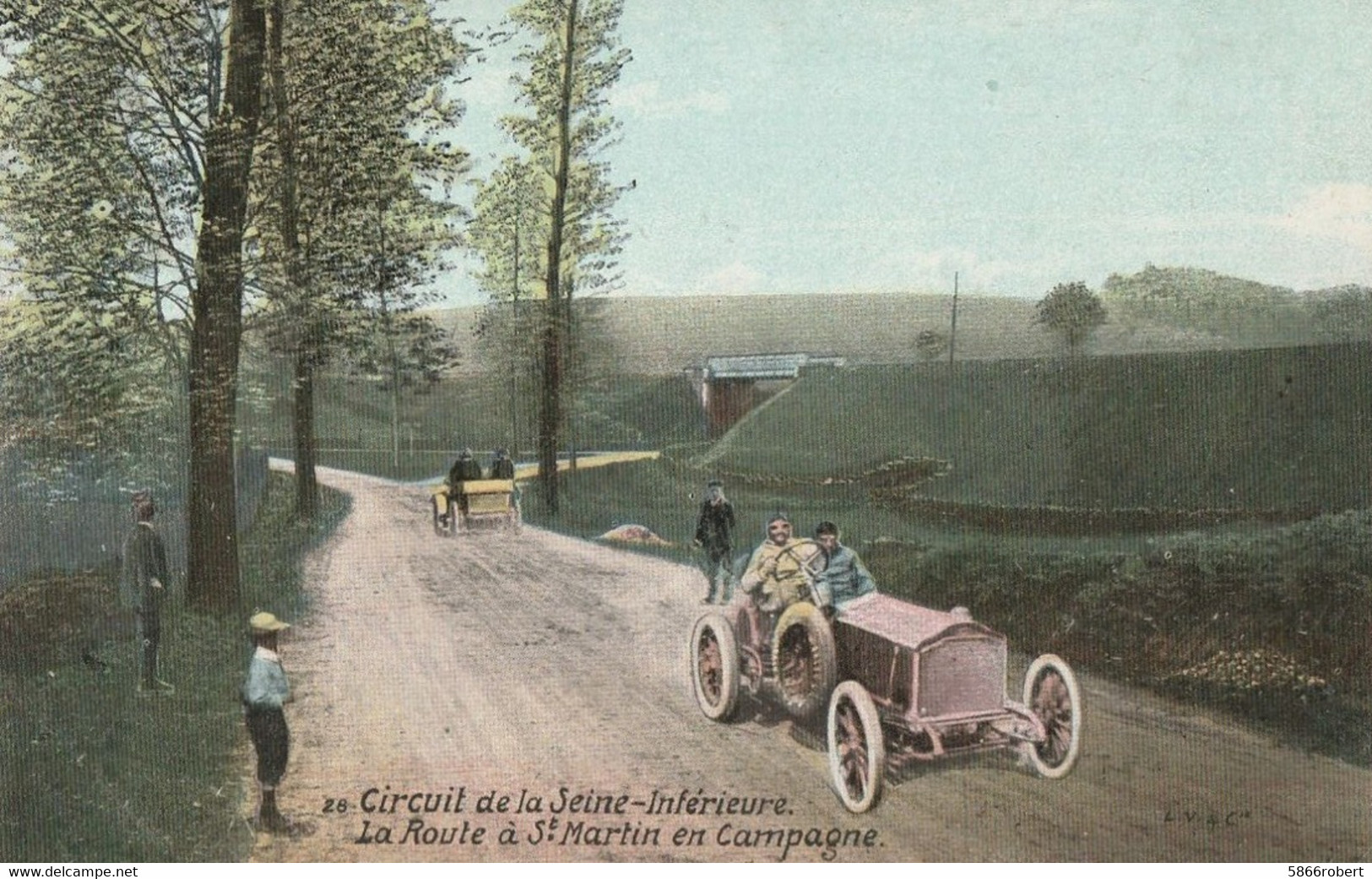 CARTE POSTALE ORIGINALE ANCIENNE COULEUR : SAINT MARTIN LA ROUTE EN CAMPAGNE  CIRCUIT AUTOMOBILES  SEINE MARITIME (76) - Saint-Martin-de-Boscherville