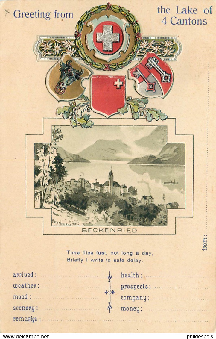 SUISSE  BECKENRIED  Greeting From The Like Of 4 Cantons - Beckenried