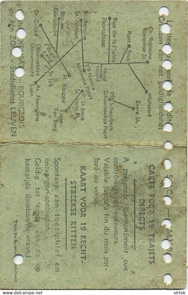 OLD TRAM Ticket :    Rixensart - Bourgeois   ...................................Leuven - Other & Unclassified