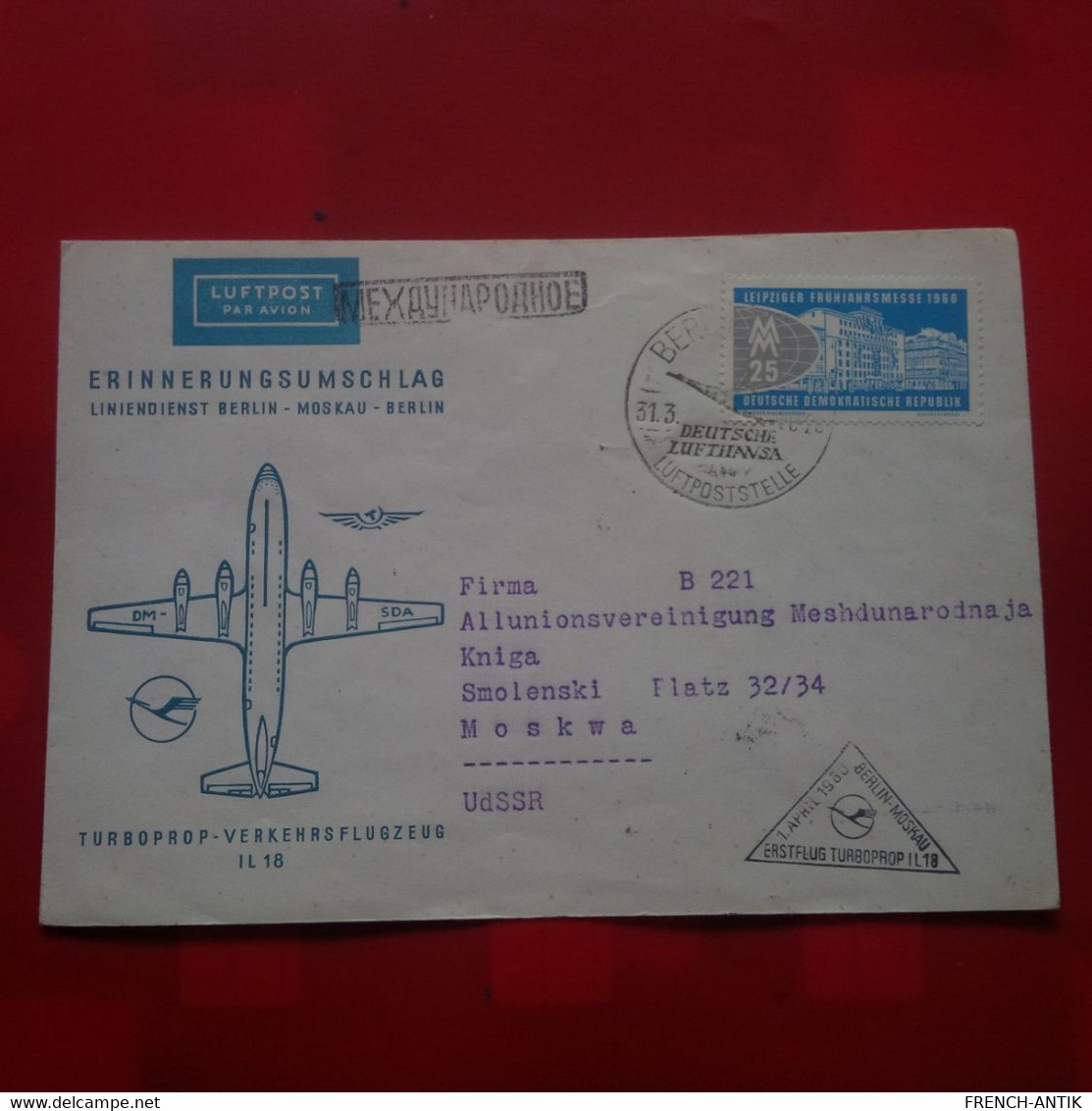 LETTRE BERLIN MOSKAU BERLIN 1960 PAR AVION - Lettres & Documents