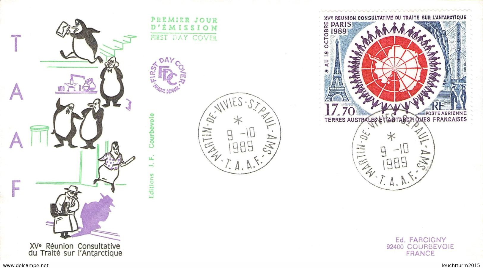 TAAF - FDC 1989 TRAITE SUR L'ANTARCTIQUE / ZL297 - FDC