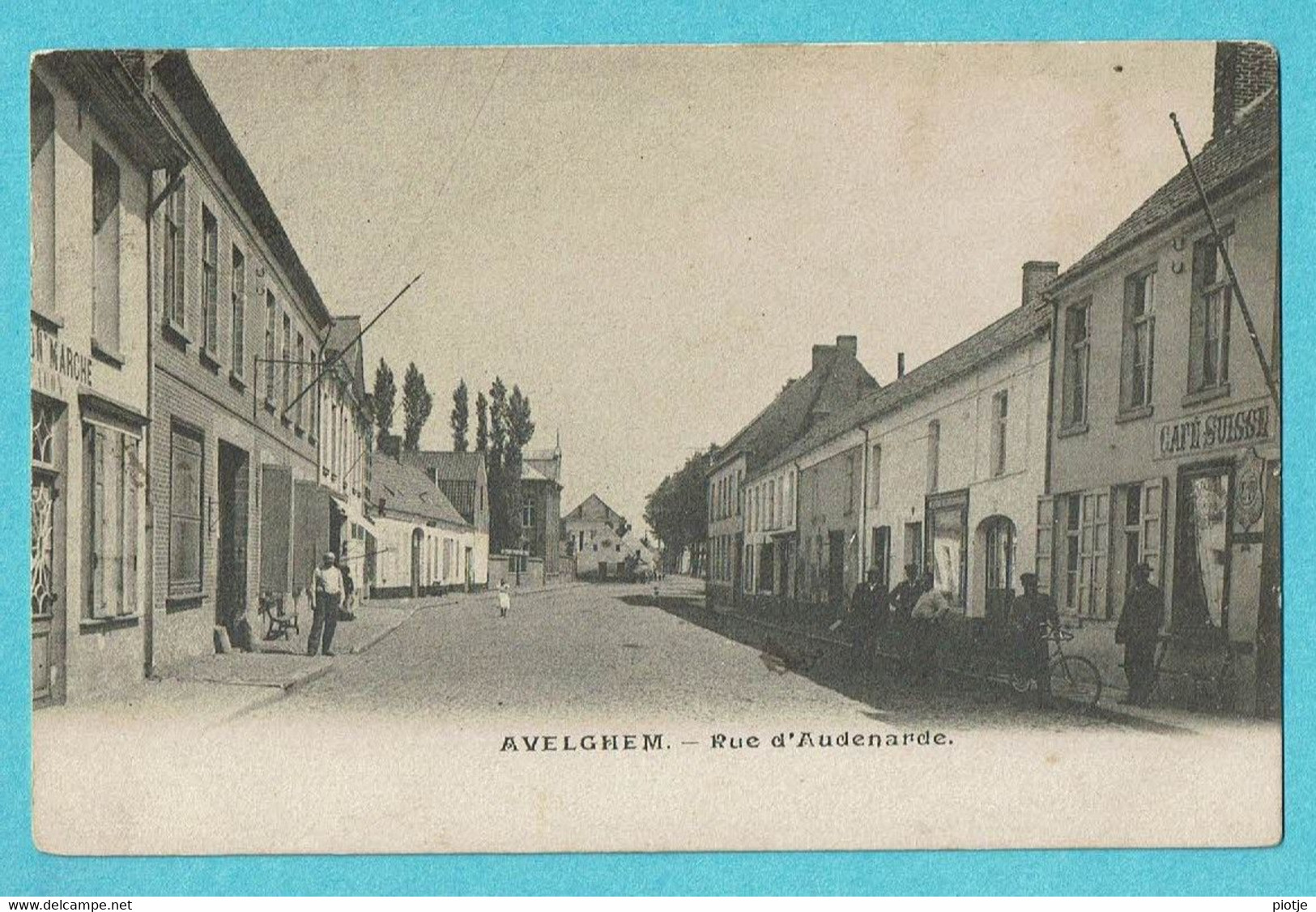 * Avelgem - Avelghem (West Vlaanderen) * Rue D'Audenaerde, Café Suisse, Animée, Vélo, Zeldzaam, Unique, TOP, Rare - Avelgem