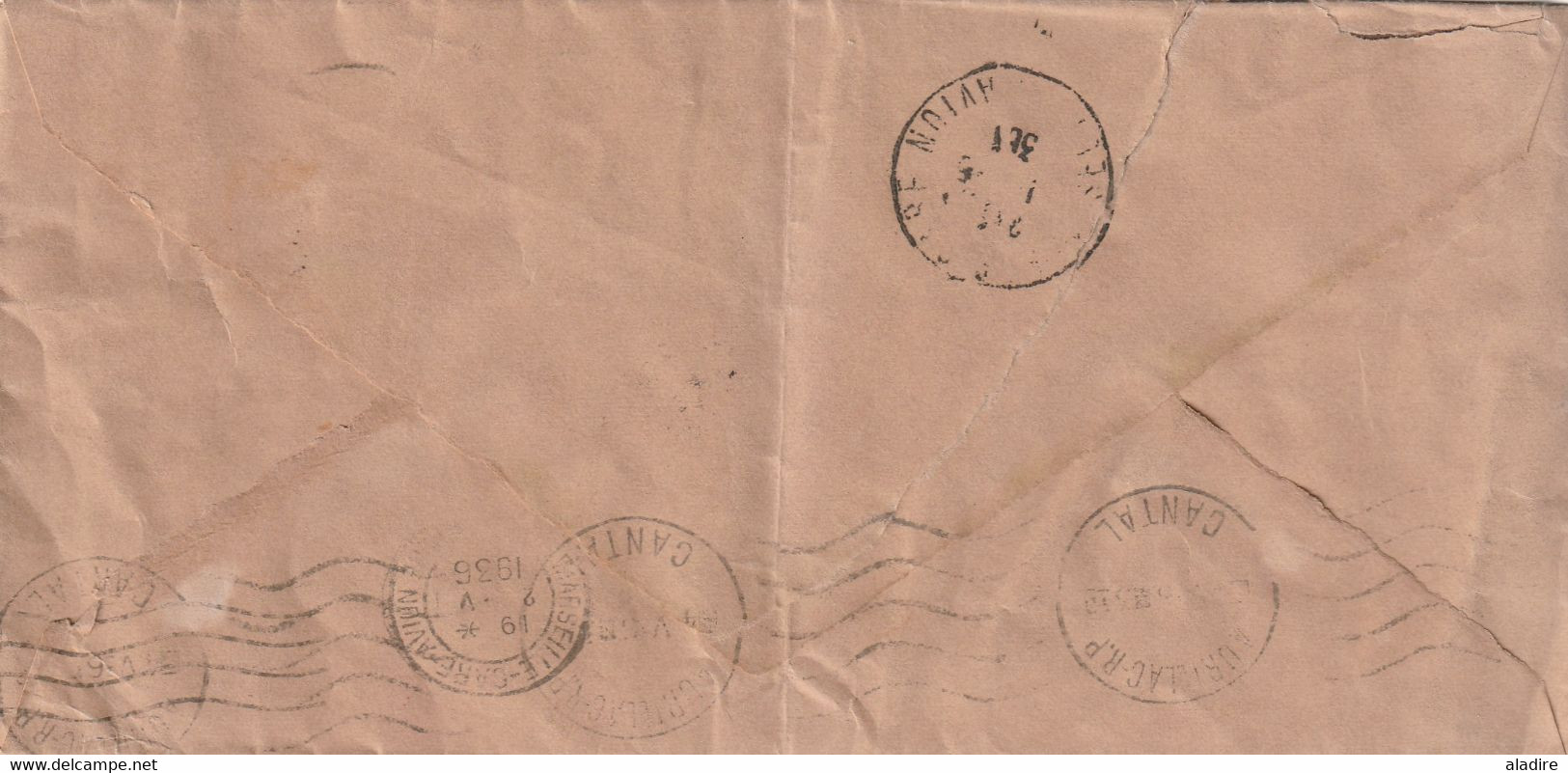 1938 - Enveloppe Par Avion De Alger Plateau - Saulières Vers Aurillac Via Marseille Gare Avion - Cad Arrivée - Cartas & Documentos
