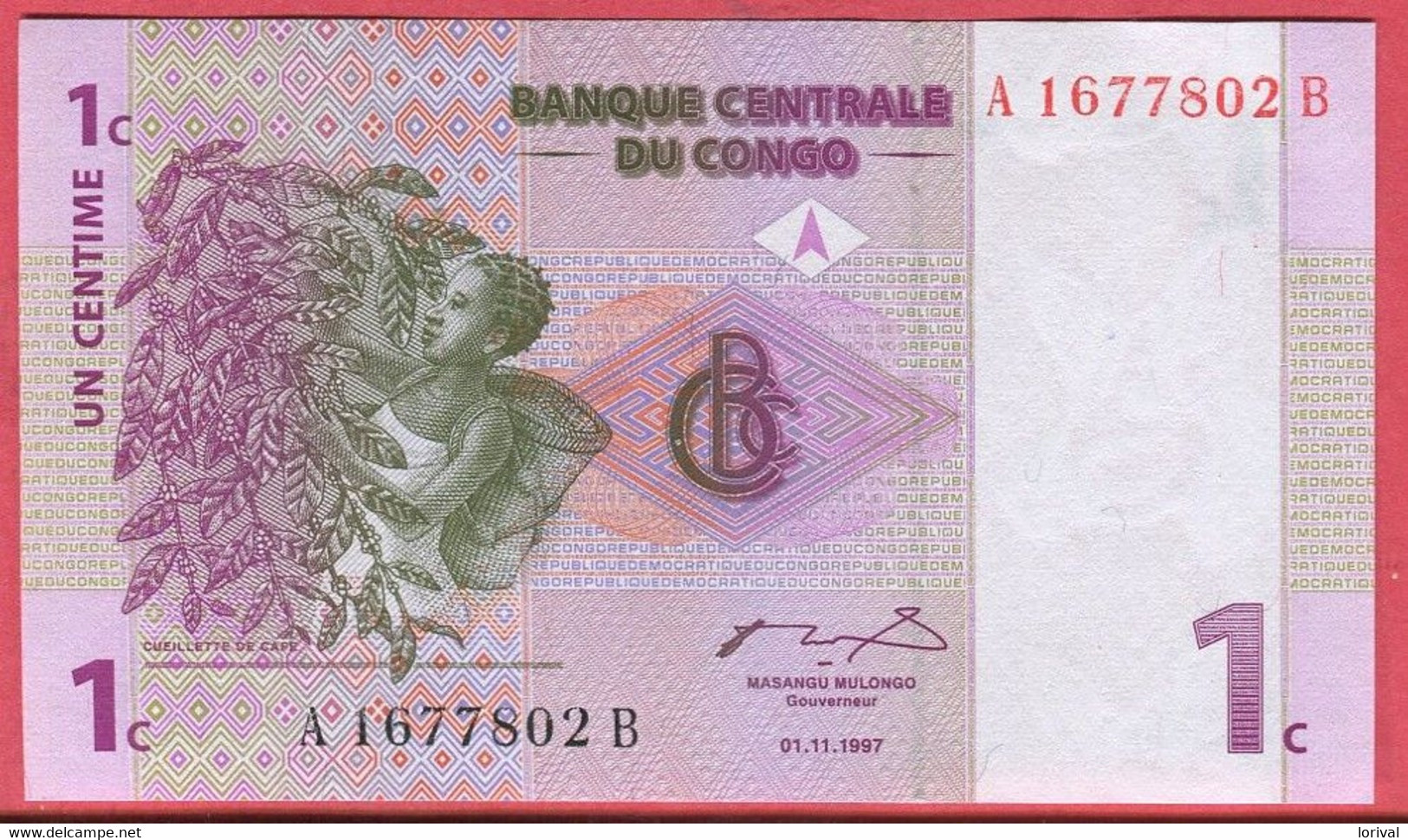 1 Centime 01/11/97 Neuf 3 Euros - Republic Of Congo (Congo-Brazzaville)