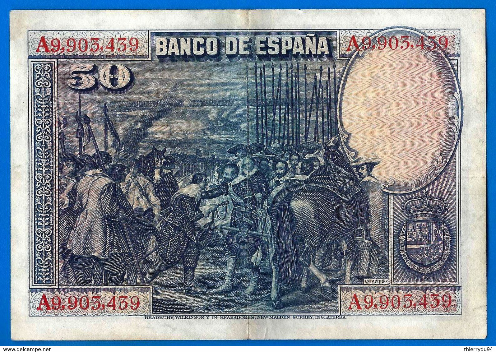 Espagne 50 Pesetas 1928 Prefix A Velazquez Que Prix + Port Peseta Billet Paypal Bitcoin OK! - 50 Peseten