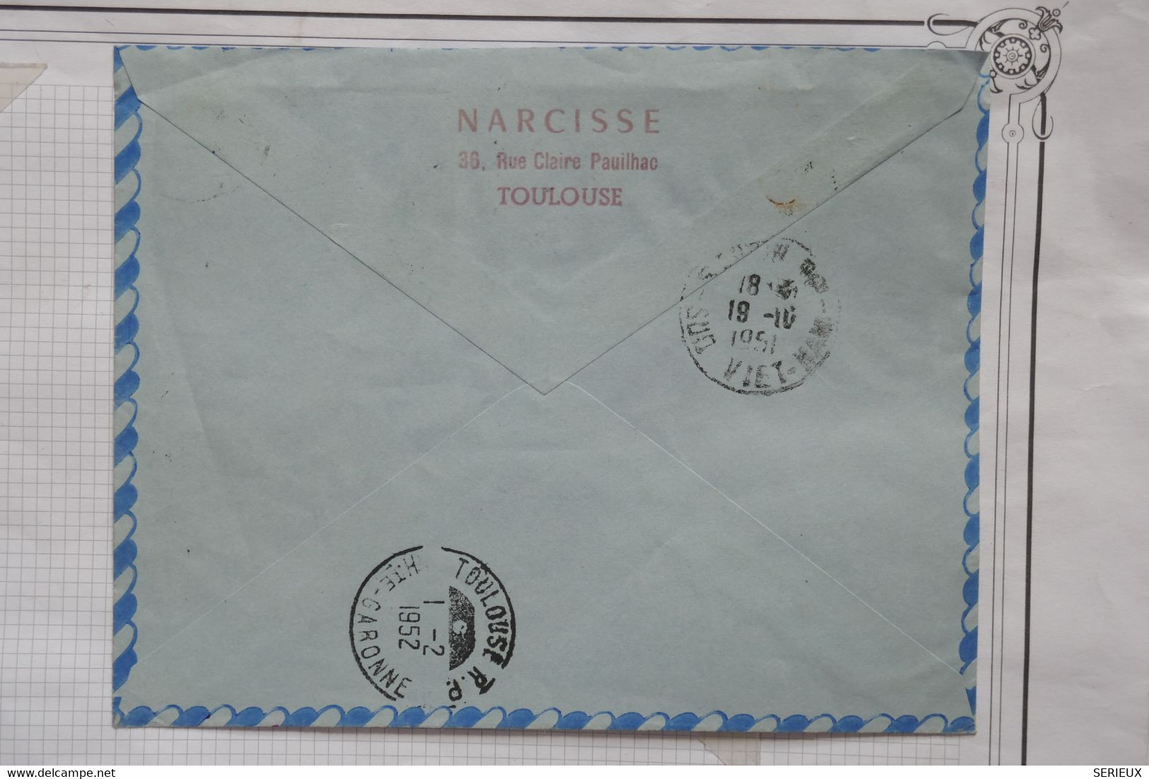 C  FRANCE  BELLE LETTRE RECO.  CURIOSITé 1951  TOULOUSE A SAIGON INDOCHINE +BANDE DE T.P + AFFRANCH.PLAISANT - 1960-.... Storia Postale