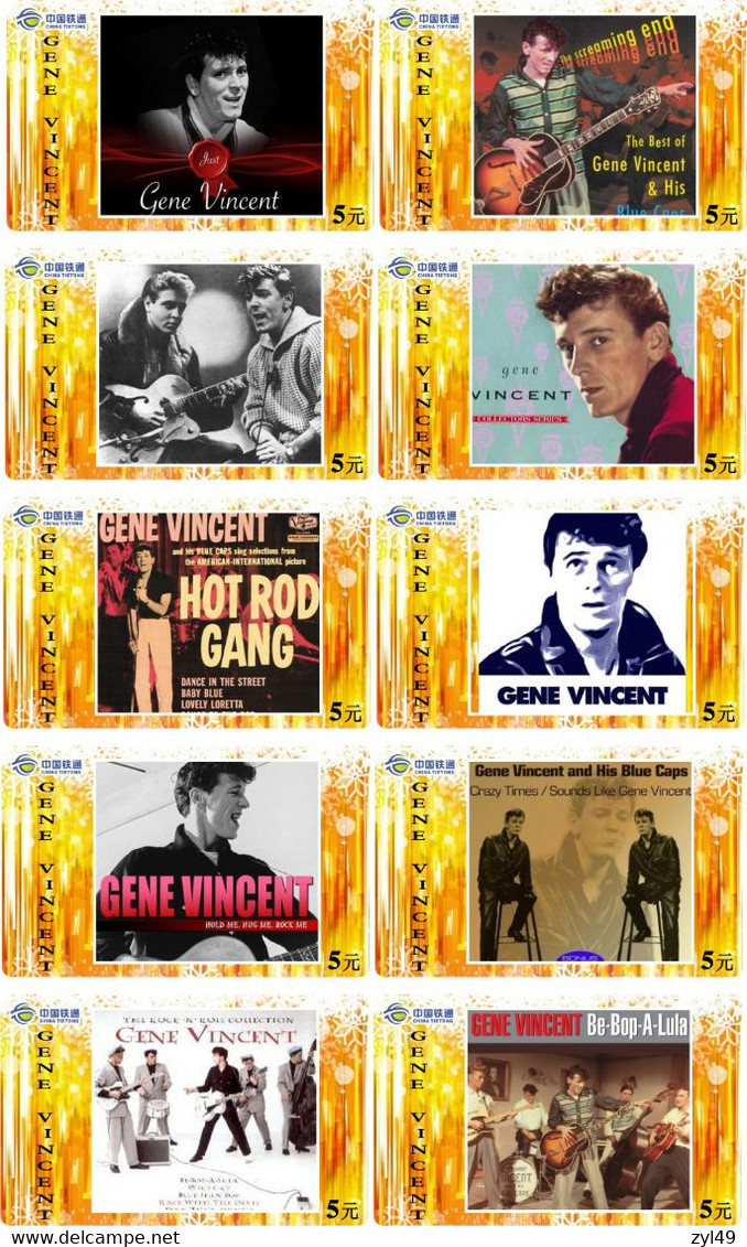 M08513 China Phone Cards GENE VINCENT 15pcs - Musique