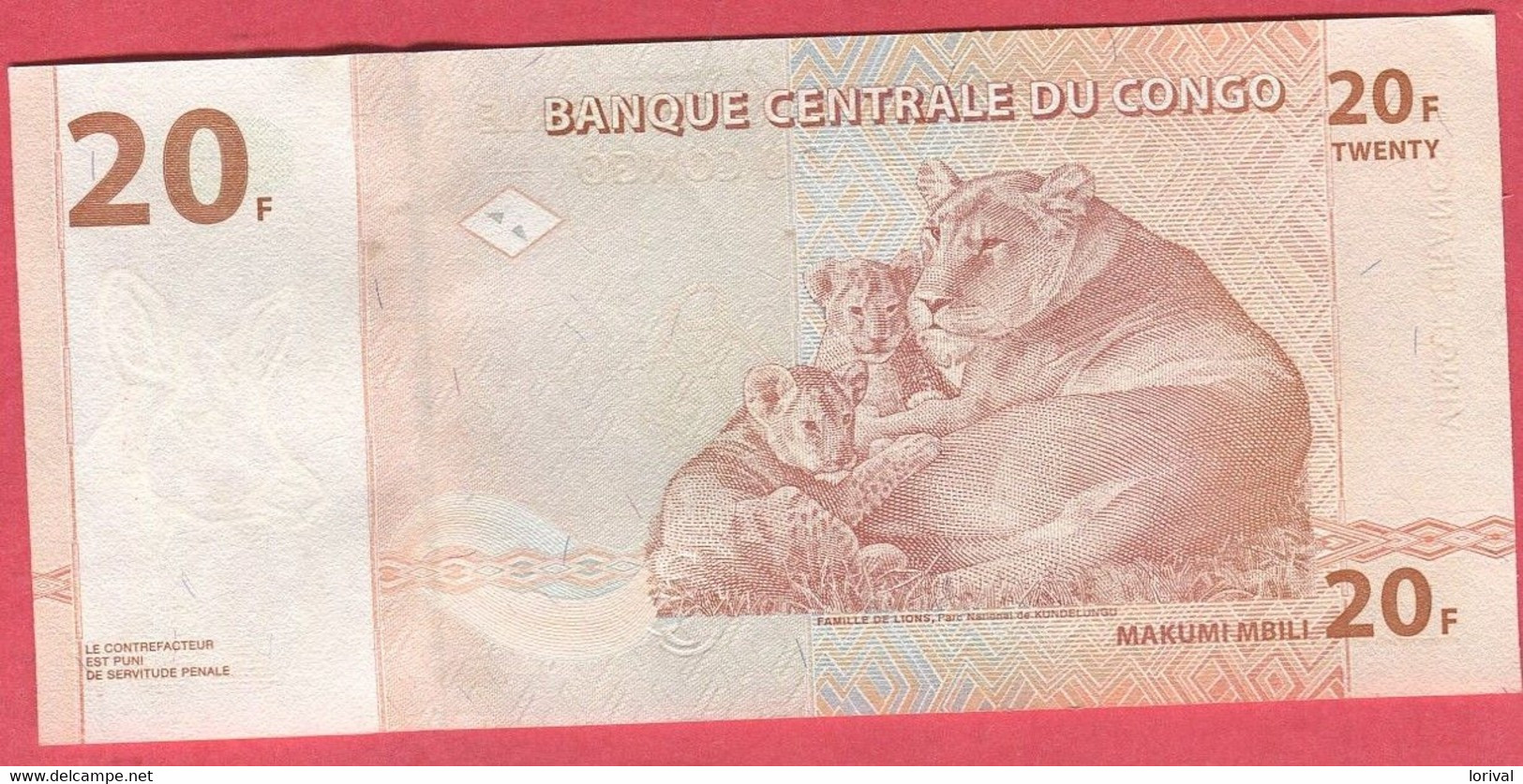 20 Francs 01/11/97 Neuf 3 Euros - Repubblica Del Congo (Congo-Brazzaville)