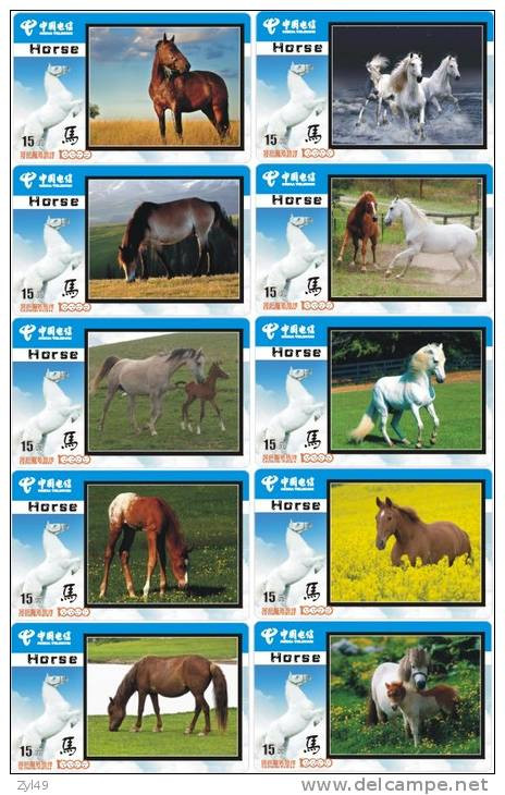 A02359 China Phone Cards Horse 20pcs - Caballos
