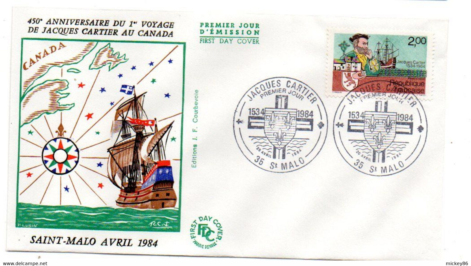 Canada --FDC --1984 --Jacques CARTIER Au Canada..Québec Avril 1984.......cachet  QUEBEC........à  Saisir - 1981-1990