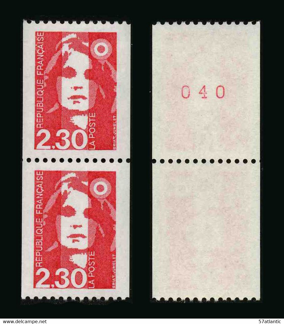 FRANCE - BICENTENAIRE BRIAT 2.30 - YT 2628 Et 2628a ** - TIMBRES DE ROULETTE EN PAIRE AVEC NUMERO ROUGE NEUFS ** - 1989-1996 Marianne (Zweihunderjahrfeier)