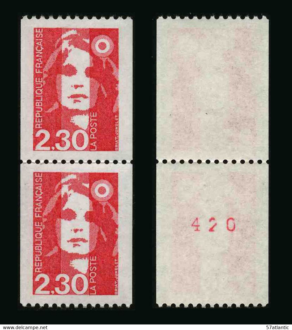 FRANCE - BICENTENAIRE BRIAT 2.30 - YT 2628 Et 2628a ** - TIMBRES DE ROULETTE EN PAIRE AVEC NUMERO ROUGE NEUFS ** - 1989-1996 Marianne (Zweihunderjahrfeier)