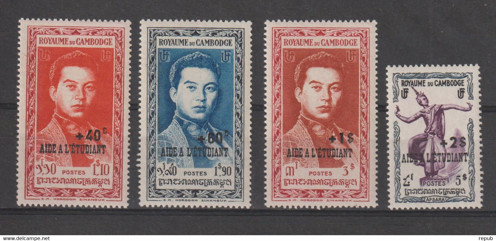 Cambodge 1952 Série Surchargée 18-21, 4 Val ** MNH - Cambodge