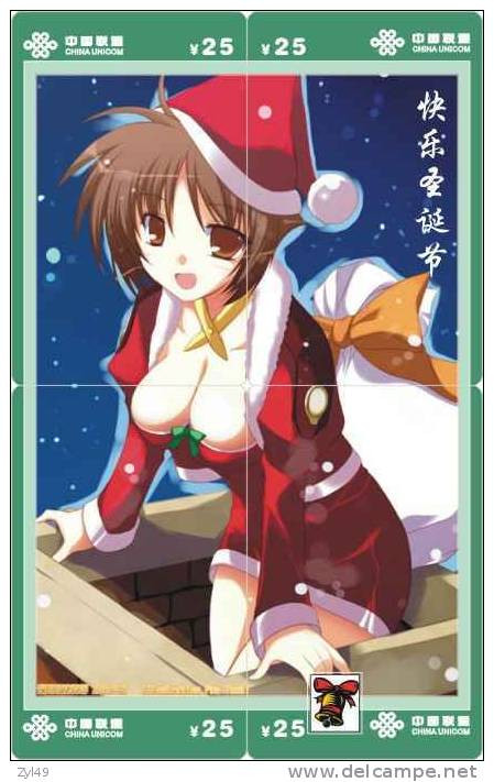 C03071 China Phone Cards Christmas Sexy Girl Puzzle 48pcs - Weihnachten