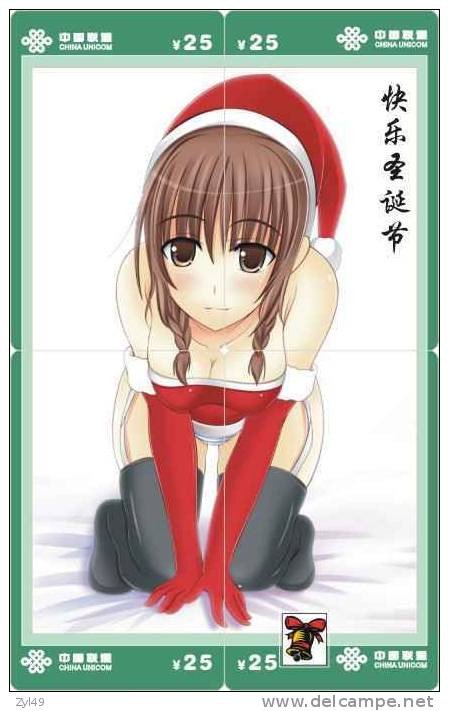 C03071 China Phone Cards Christmas Sexy Girl Puzzle 48pcs - Christmas