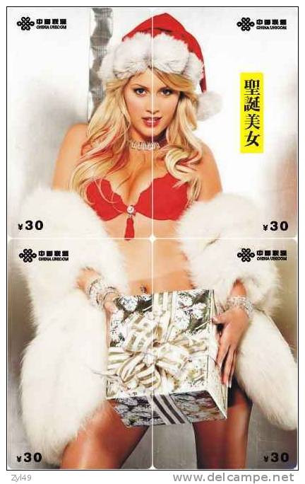 C03083 China phone cards Christmas Sexy lady puzzle 63pcs