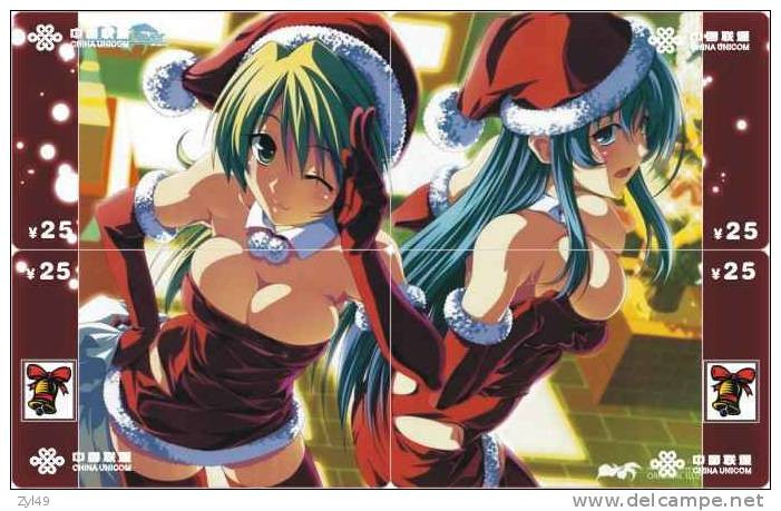 C03069 China Phone Cards Christmas Sexy Girl Puzzle 40pcs - Noel