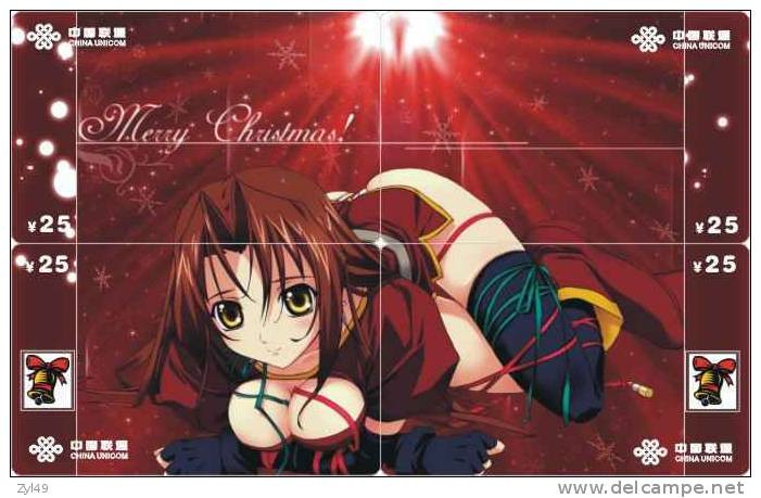 C03069 China Phone Cards Christmas Sexy Girl Puzzle 40pcs - Navidad