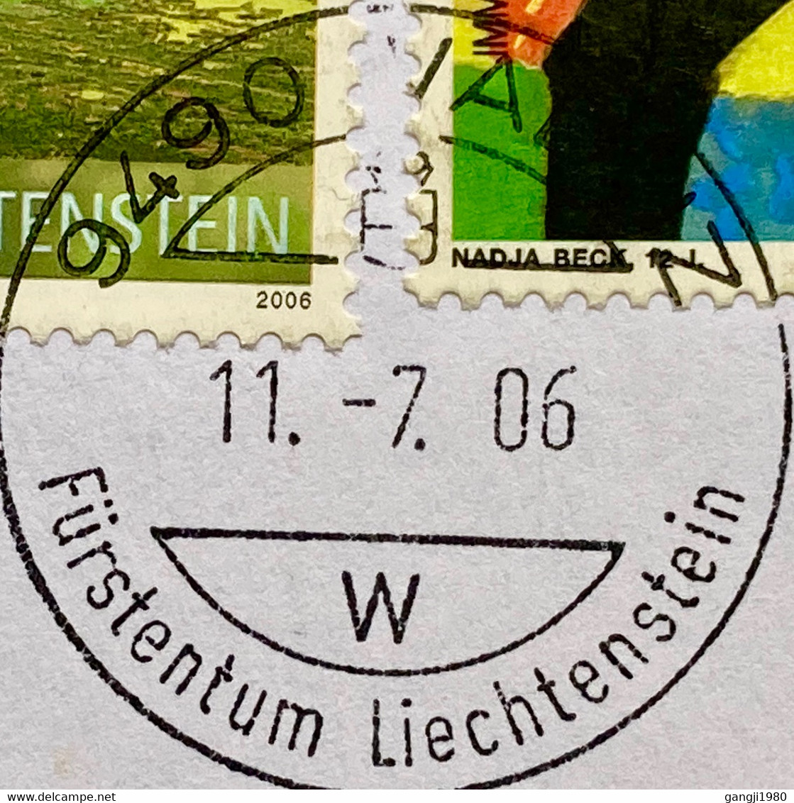 LIECHTENSTEIN 2006 ART, PAINTING, ARC, WATER , MOUNTAIN, NATURE, TOURISM, PLACE  COVER TO INDIA VADUZ CITY CANCLE - Andere & Zonder Classificatie