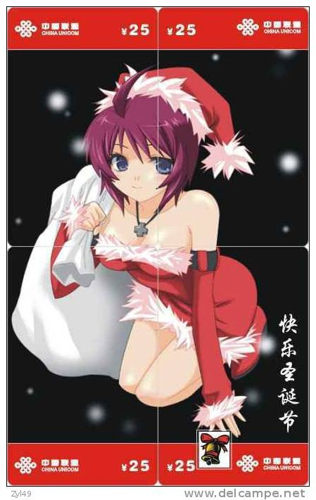 C03072 China Phone Cards Christmas Sexy Girl Puzzle 48pcs - Weihnachten