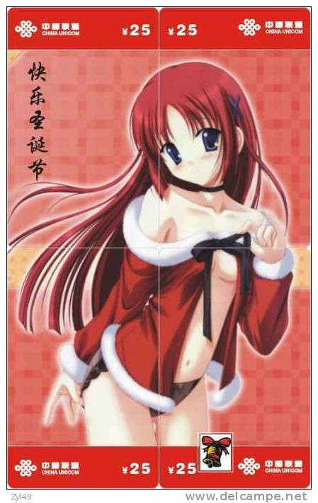 C03072 China Phone Cards Christmas Sexy Girl Puzzle 48pcs - Weihnachten