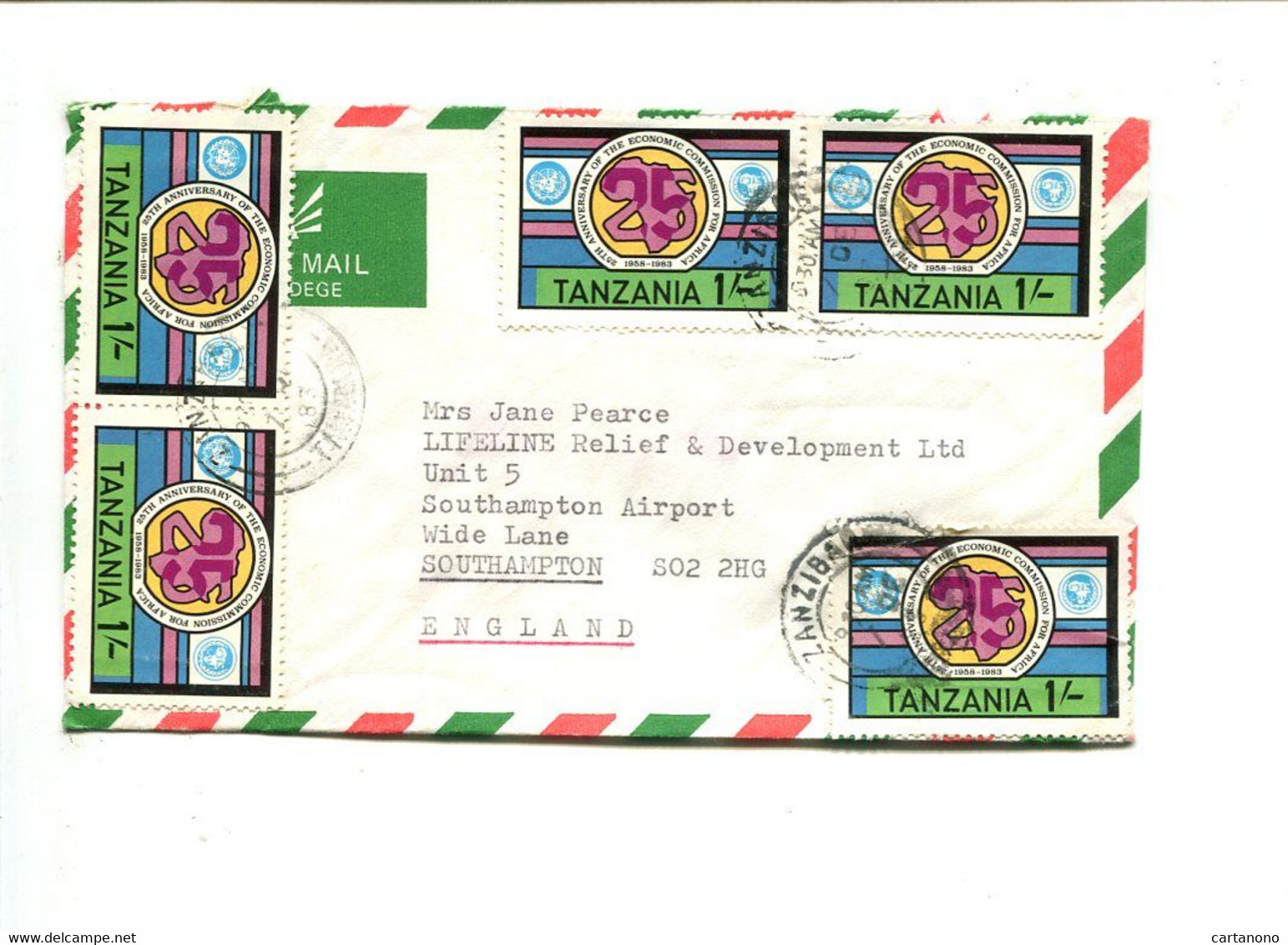 TANZANIE - Affranchissement Multiple Sur Lettre Par Avion - - Tanzanie (1964-...)