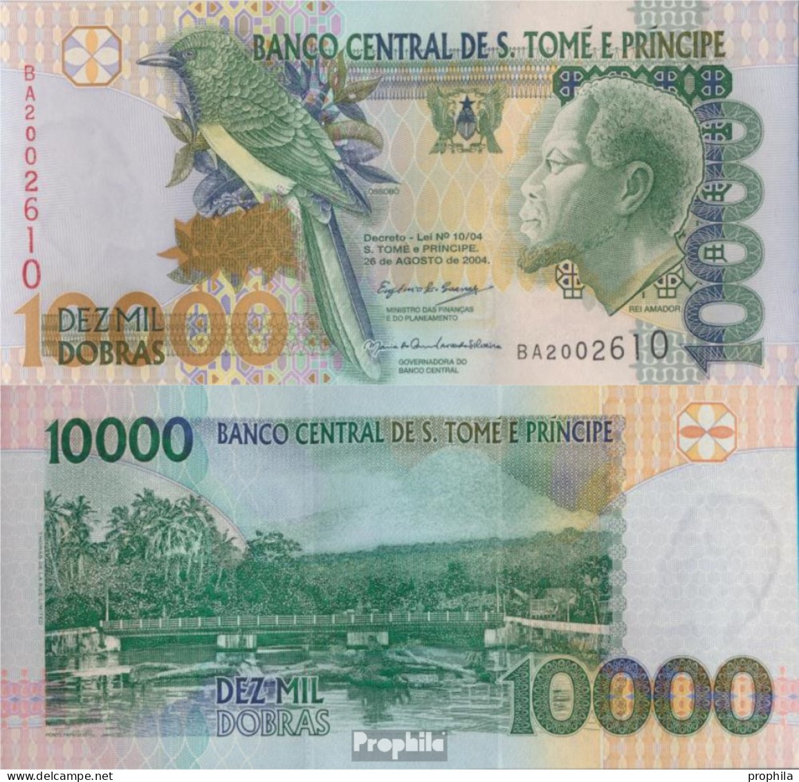 Sao Tome E Principe Pick-Nr: 66c Bankfrisch 2004 10.000 Dobras - Sao Tome En Principe