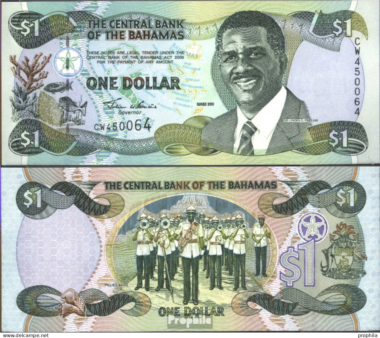 Bahamas Pick-Nr: 69 Bankfrisch 2001 1 Dollar - Bahamas