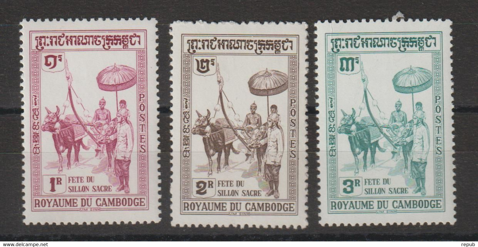 Cambodge 1960 Fete Du Sillon Sacré 89-91, 3 Val ** MNH - Cambodge