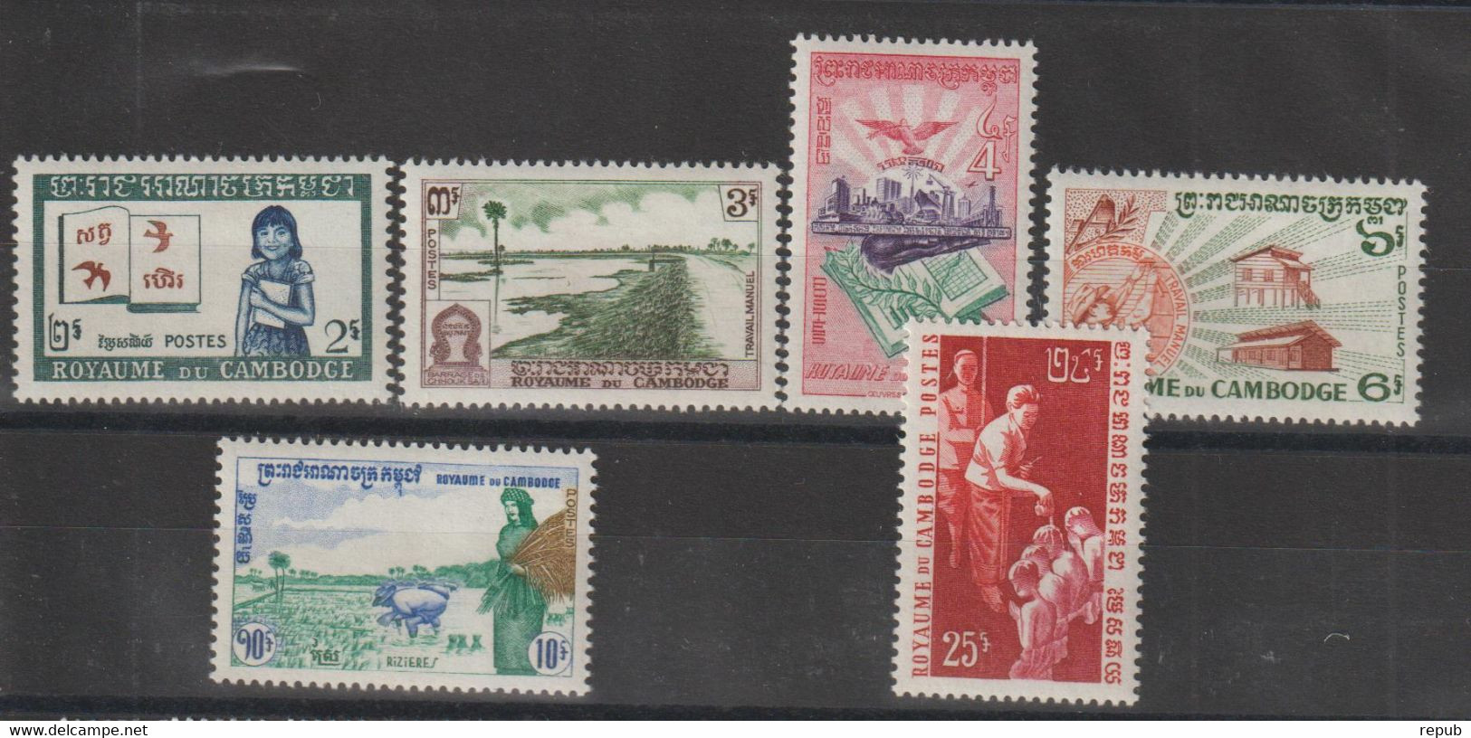 Cambodge 1960 Oeuvres Du Sangkum 92-97, 6 Val ** MNH - Cambodge