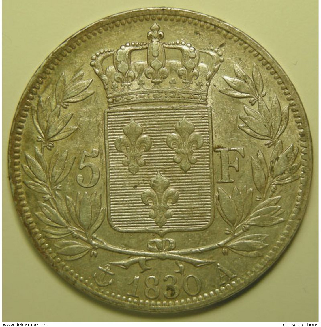 RARE, Charles X, 5 Francs 1830 A, KM#727, TTB - 5 Francs