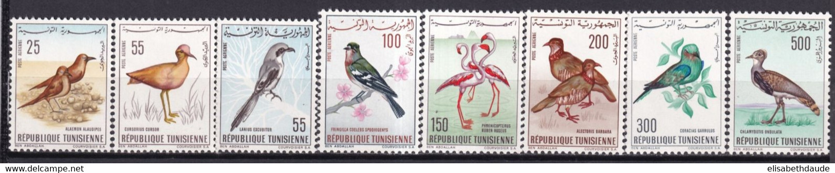 TUNISIE - 1965 - SERIE OISEAUX POSTE AERIENNE YVERT N°26/33 ** MNH - COTE = 47 EUR - - Tunisia