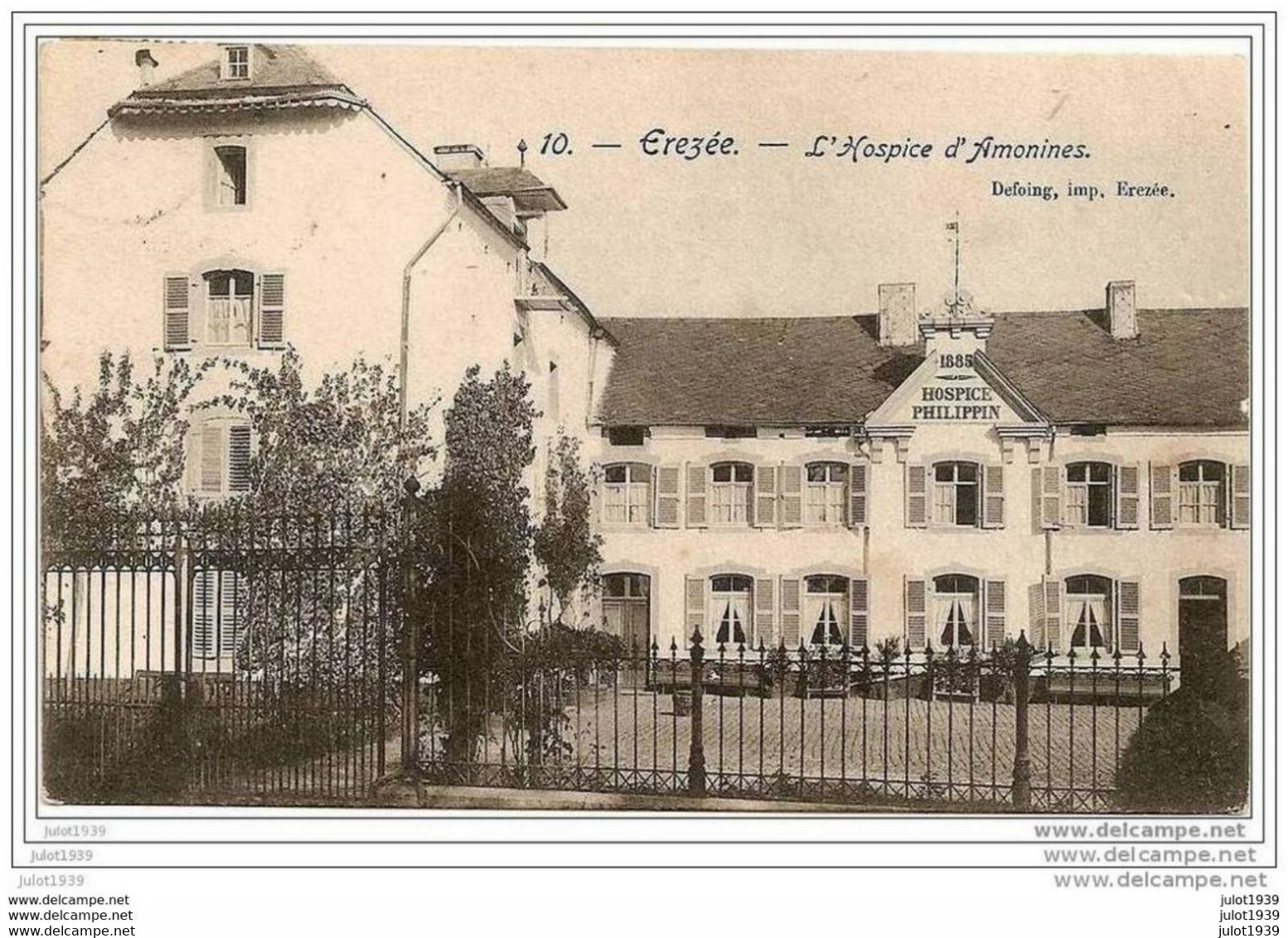 AMONINES ..-- EREZEE ..-- L' Hospice Philippin . 1905 Vers BRUXELLES ( Mr DE WANDELER ) . Voir Verso . - Erezée