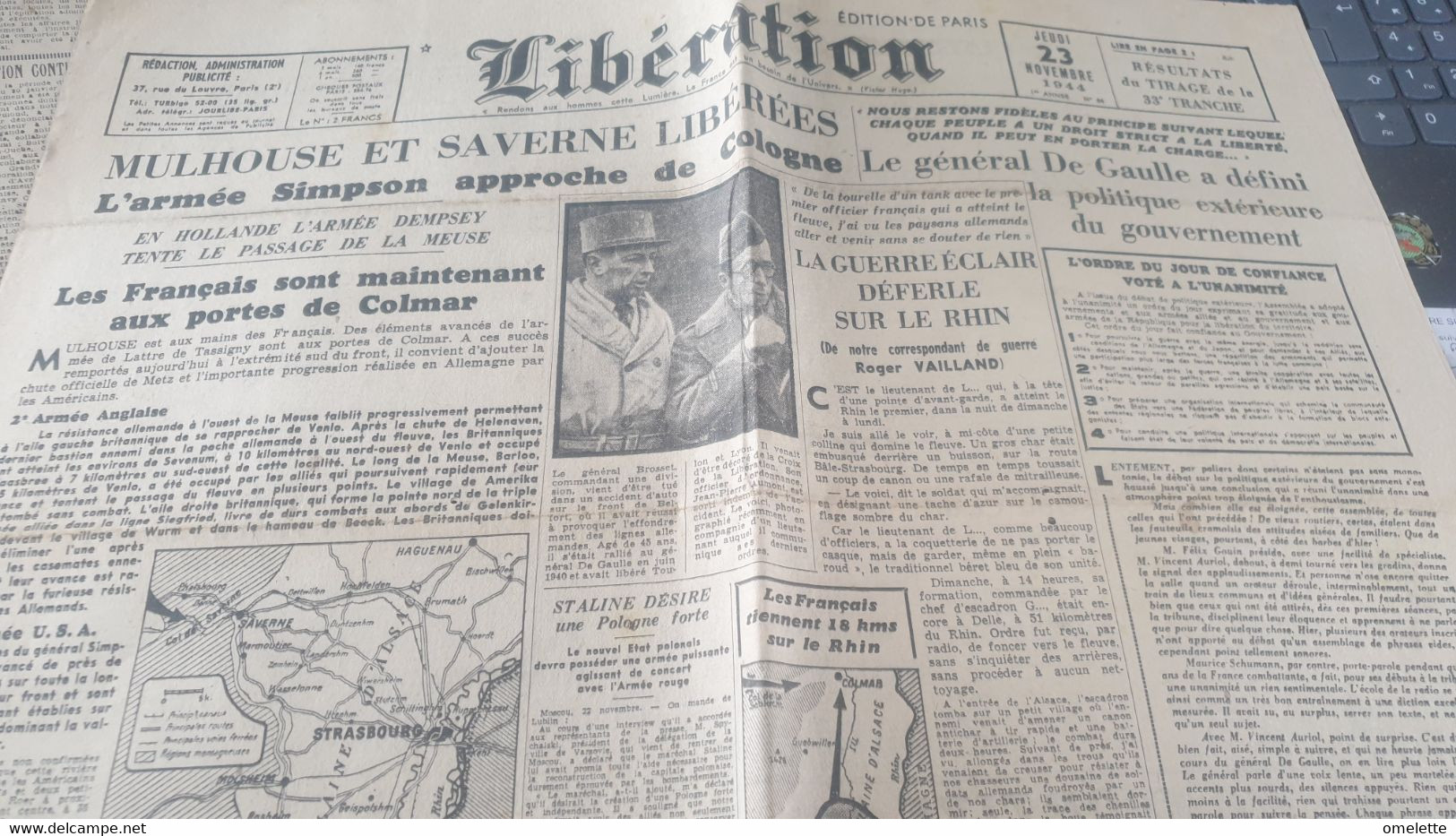 LIBERATION  44/MULHOUSE SAVERNE /GENERAL BROSSET/DE GAULLE POLITIQUE/CAILLAUX MORT MAMERS/ - Other & Unclassified