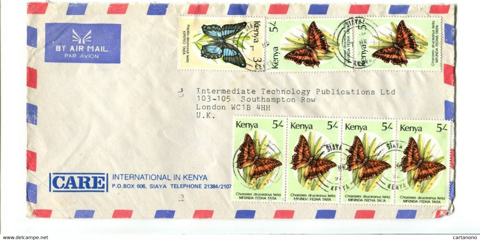 KENYA - Affranchissement Sur Lettre Par Avion - Papillons - Mariposas