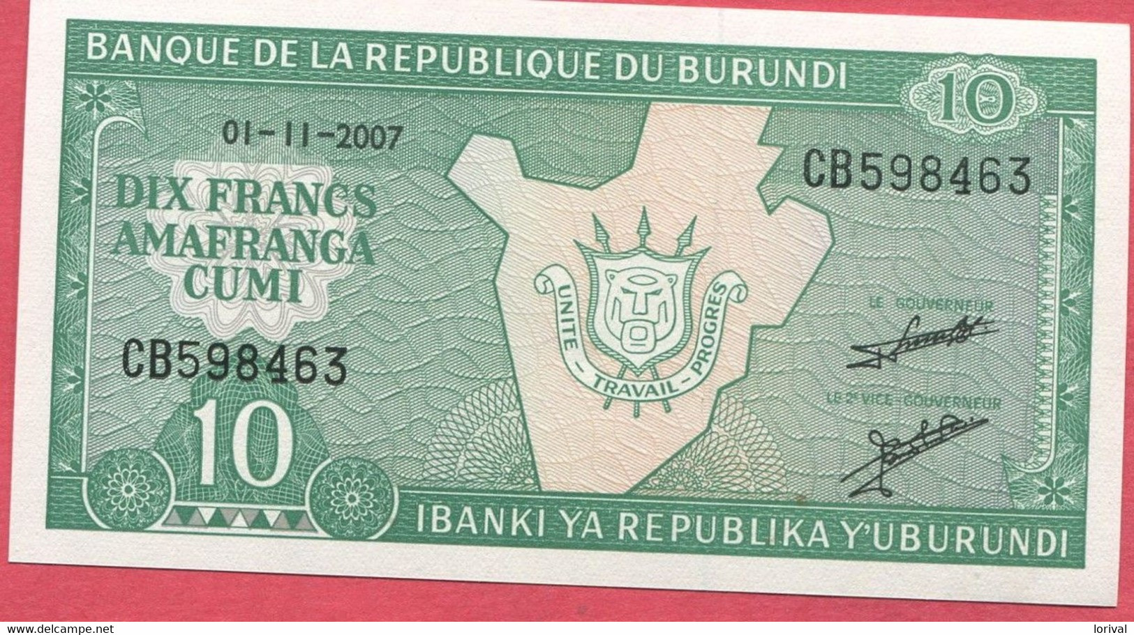 10 Francs 01/11/2007 Neuf 4 Euros - Burundi