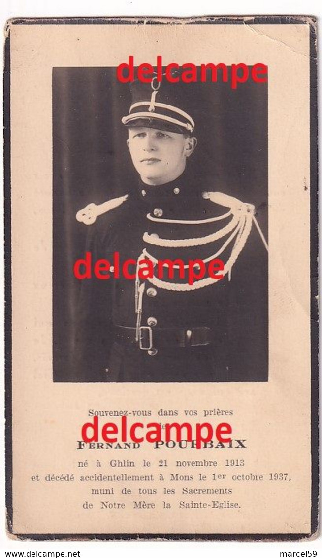 Oorlog Guerre Fernand Pourbaix Ghlin Rijkswacht Gendarmerie Gesneuveld Bevolen Dienst Te Mons 1937 Tombe Pour Patrie - Devotion Images