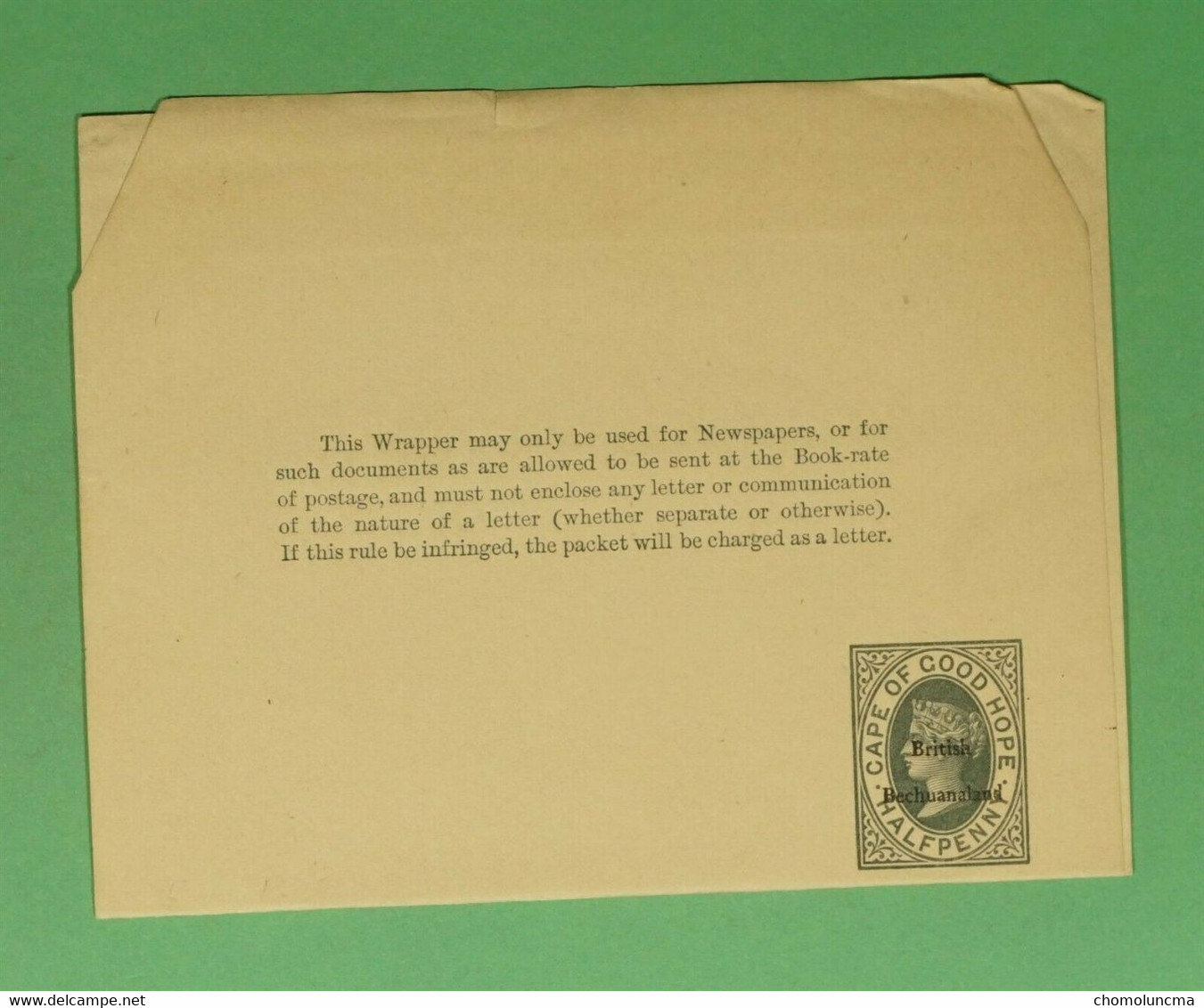 BRITISH BECHUANALAND QUEEN VICTORIA NEWSPAPER WRAPPER OVPTED IN BLACK ON CAPE GH Bande De Journaux - 1885-1895 Colonia Británica