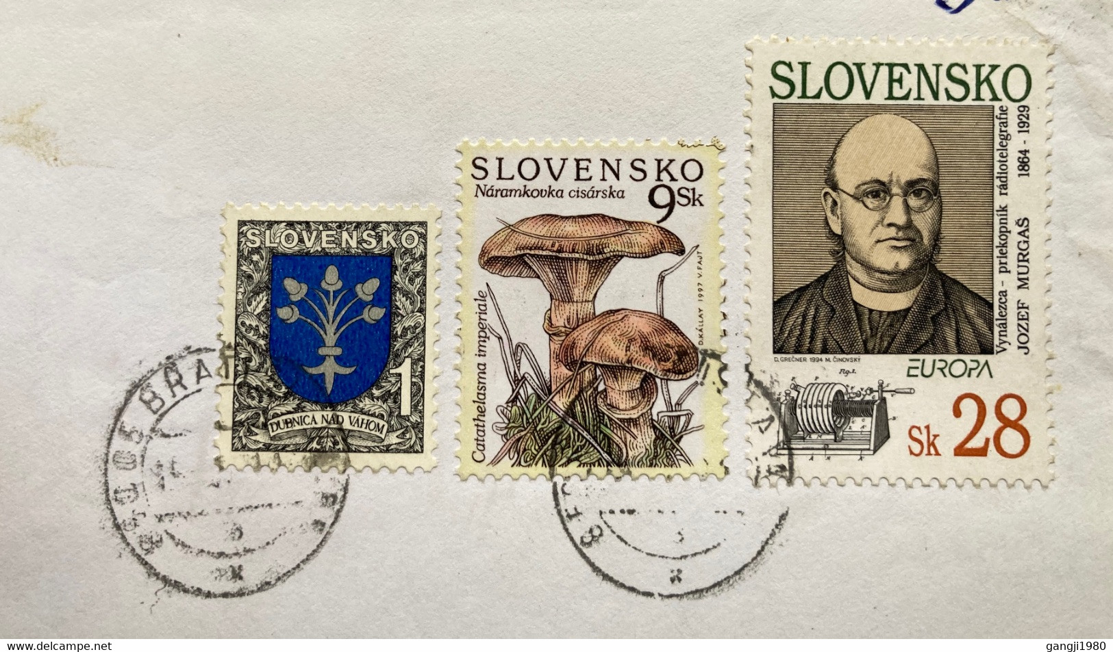 SLOVAKIA 2003, EUROPA, JOZEF MURGAS ,MUSHROOM ,FUNGI ,GEOMETRIC,ART,3 STAMPS 38 Sk RATE REGISTER,AIRMAIL COVER TO INDIA - Covers & Documents