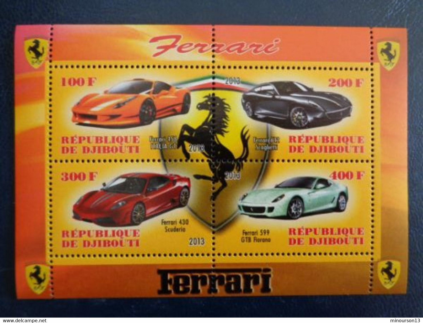 DJIBOUTI 2013 ** BLOC DENTELE 4 TIMBRES - FERRARI DIVERSES - Gibuti (1977-...)