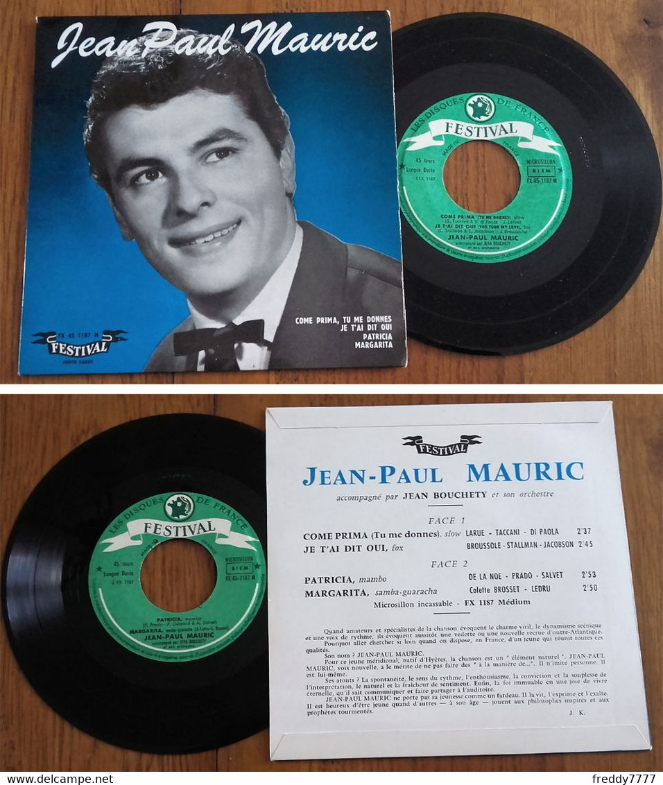 RARE French EP 45t RPM BIEM (7") JEAN-PAUL MAURIC (1958) - Collectors