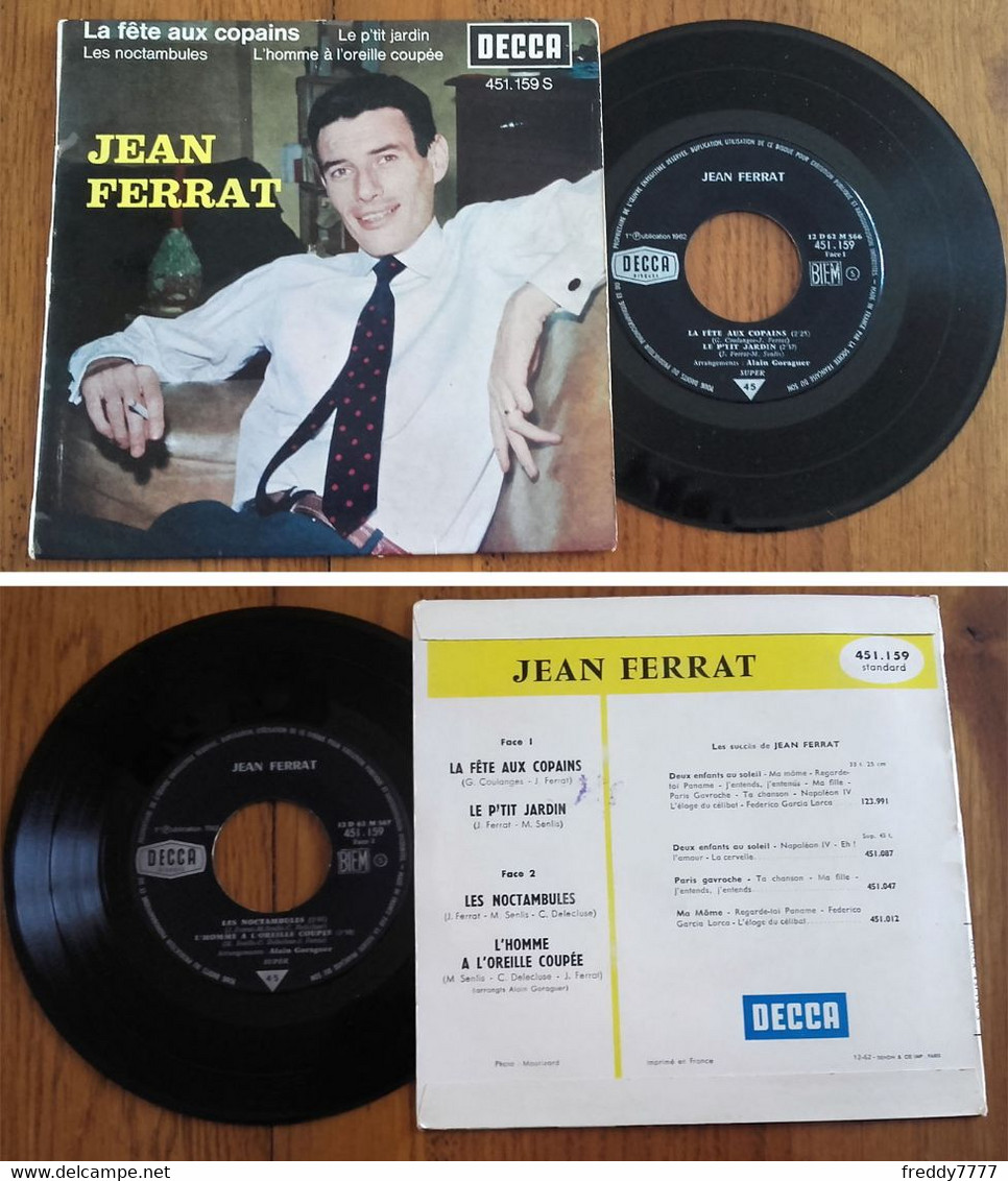 RARE French EP 45t RPM BIEM (7") JEAN FERRAT (12/1962) - Verzameluitgaven